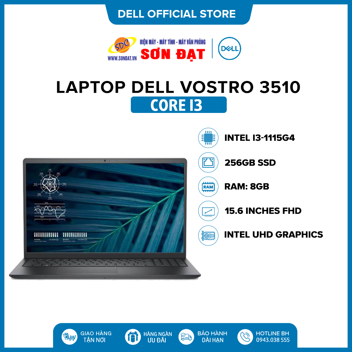 Dell Vostro 3510 Core i3 chính hãng, giá tốt chỉ có tại Sơn Đạt.,JSC