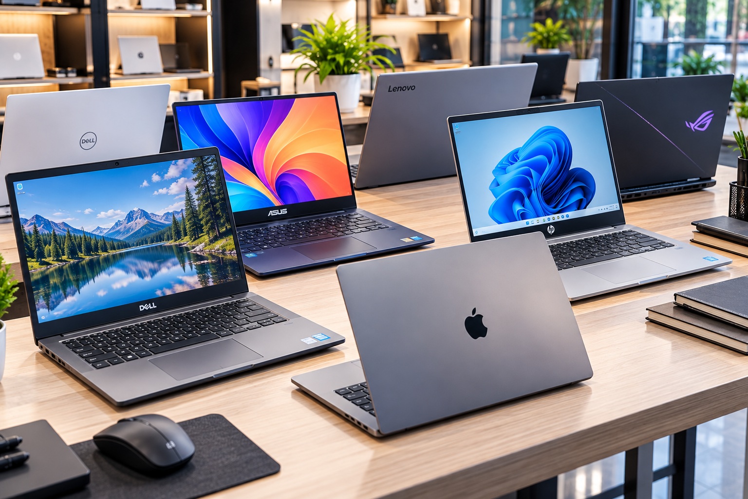 Trưng bày laptop đa thương hiệu hiện đại.png