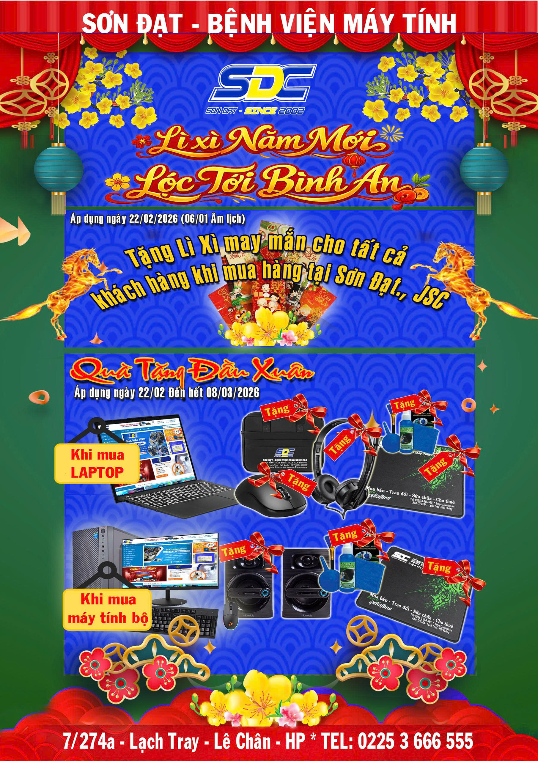 Ưu đãi tưng bừng – Quà tặng đầu xuân tại Bệnh Viện Máy Tính Sơn Đạt