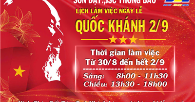 SONDAT., JSC THÔNG BÁO LỊCH LÀM VIỆC DỊP QUỐC KHÁNH 2/9